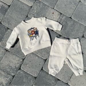 Polo by Ralph Lauren Cream Kids Sweatshirt & Joggers with Character Patch